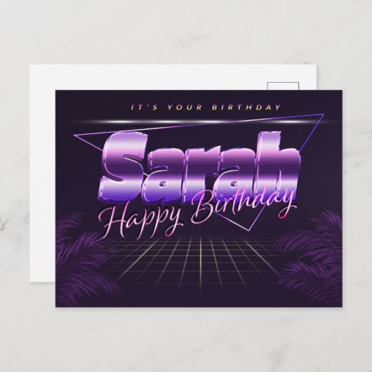 Sarah Name Vorname lila Postkarte Geburtstag ポストカード (正面/裏面)