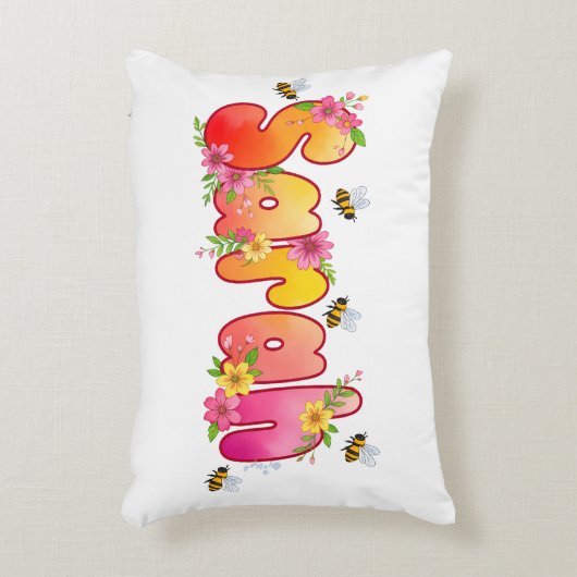 Sarah - Personalized Bee Pillow アクセントクッション (正面(垂直))