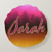 Sarah Vorname Name golden pink Kissen ラウンドクッション (裏面)