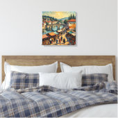 Sarajevo Riverside Bazaar Scene Canvas Art キャンバスプリント (インサイチュ (寝室))