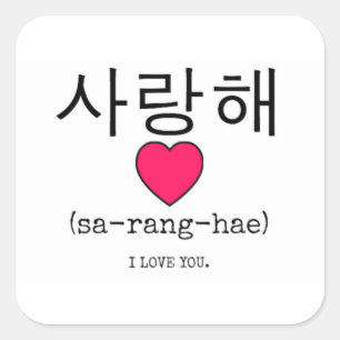 Saranghae - I愛のための韓国語 スクエアシール
