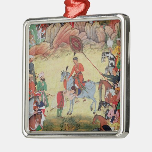 SarangpurのセリウムでAkbarに尊敬を支払っているAdham Khan メタルオーナメント (左)