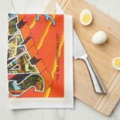 SarasotaフロリダFLの古いヴィンテージ旅行記念品 キッチンタオル (四つ折り)