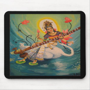 Saraswatiの絵画のマウスパッド マウスパッド