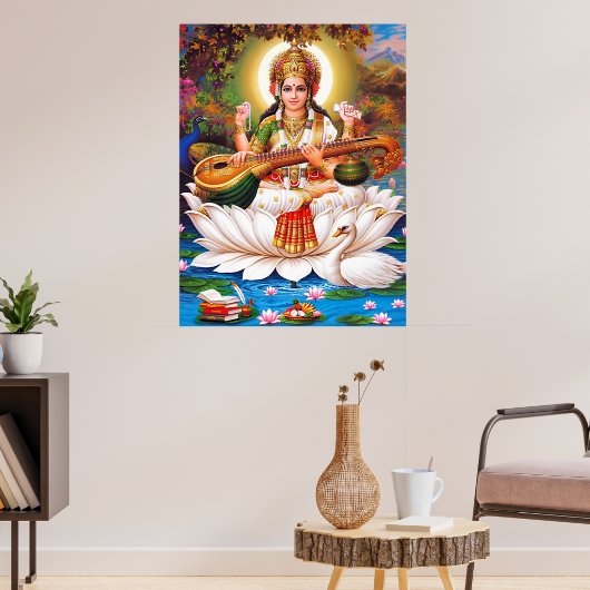 Saraswati Goddess of Art & Education Poster ポスター (リビング3)