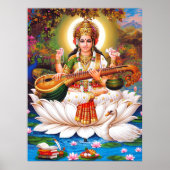 Saraswati Goddess of Art & Education Poster ポスター (正面)