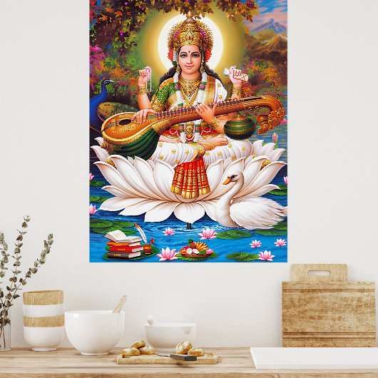 Saraswati Goddess of Art & Education Poster ポスター (キッチン)