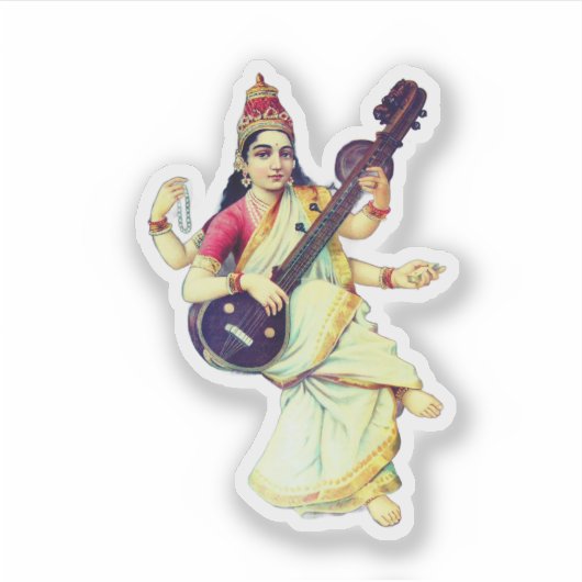 Saraswati, Hindu Goddess シール (正面)