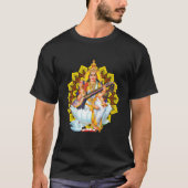 Saraswati Sacred Geometry Third Eye Isha Hindu Lin Tシャツ (正面)