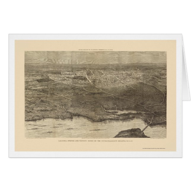 Saratoga SpringsのNYのパノラマ式の地図- 1874年 (正面横)