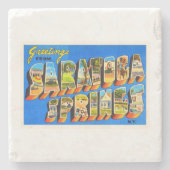 Saratoga SpringsニューヨークNY古い旅行記念品 ストーンコースター (正面)
