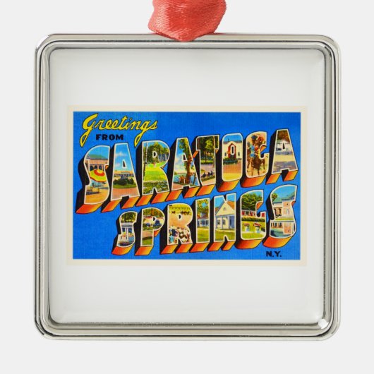 Saratoga SpringsニューヨークNY古い旅行記念品 メタルオーナメント (正面)