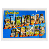 Saratoga SpringsニューヨークNY古い旅行記念品 ラージペーパーバッグ (正面)