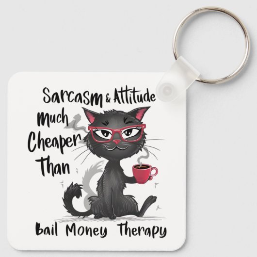 Sarcasm & Attitude Funny Cat Lover Gift  キーホルダー (裏面)