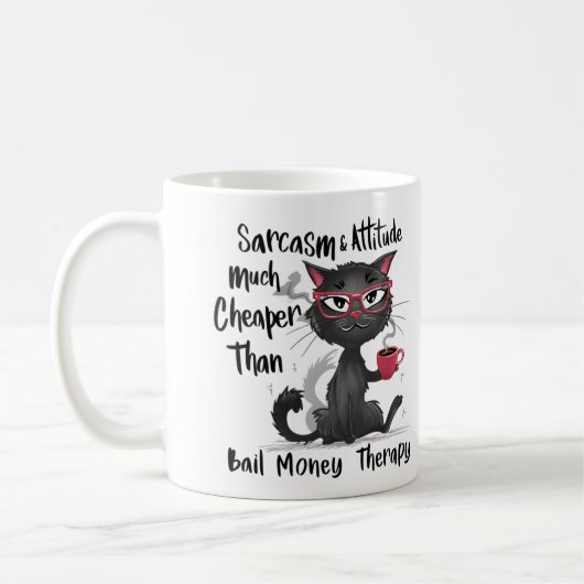 Sarcasm & Attitude Funny Cat Lover Gift コーヒーマグカップ (左)