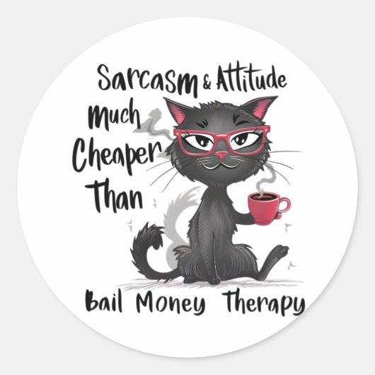 Sarcasm & Attitude Funny Cat Lover Gift  ラウンドシール (正面)