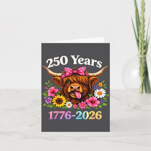 Sarcasm Highland Cow Happy New 250 Years American  カード (正面)