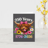 Sarcasm Highland Cow Happy New 250 Years American  カード (黄色い花)