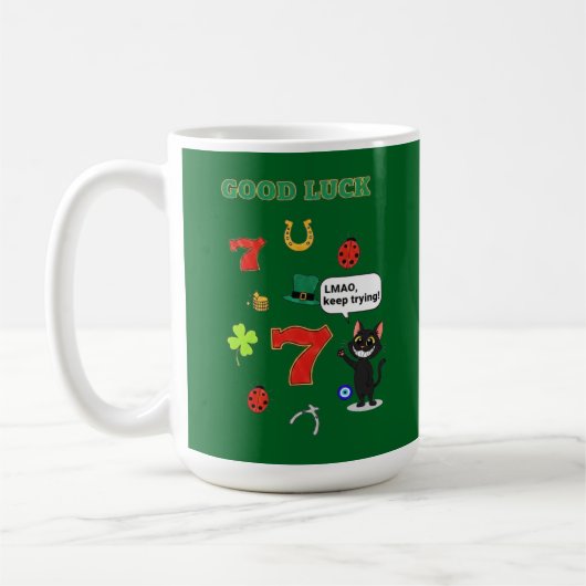 Sarcastic black cat &Lucky charms コーヒーマグカップ (左)