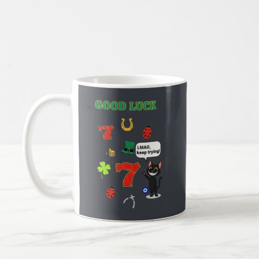 Sarcastic black cat &Lucky charms コーヒーマグカップ (左)