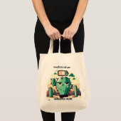 Sarcastic Cactus with Low Battery トートバッグ (正面(商品))