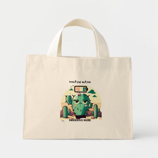 Sarcastic Cactus with Low Battery ミニトートバッグ (正面)