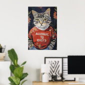 Sarcastic Cat Lover Wall Art Allergic to Idiots ポスター (ホームオフィス)
