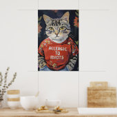 Sarcastic Cat Lover Wall Art Allergic to Idiots ポスター (キッチン)