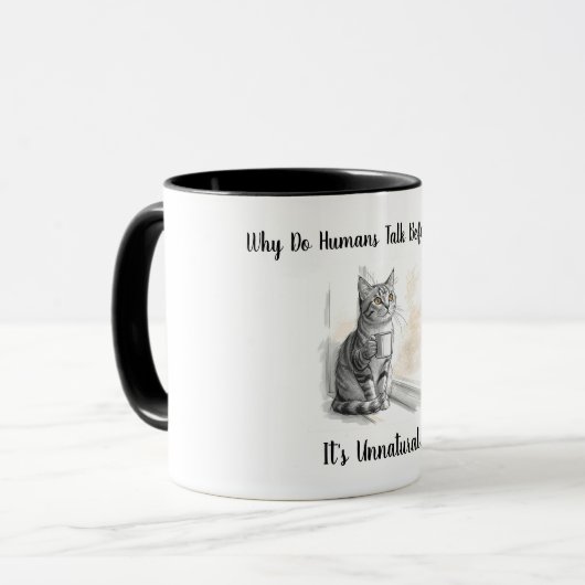 Sarcastic Cat: Why Do Humans Talk Before Coffee マグカップ (正面左)