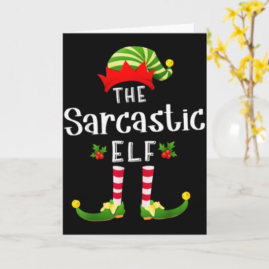 Sarcastic Christmas Elf Matching Pajama X-mas Part カード (黄色い花)