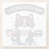 Sarcastic Cool Cat Bandana Coffee Lover Gift ガラスコースター (裏面)