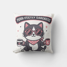 Sarcastic Cool Cat Bandana Coffee Lover Gift クッション
