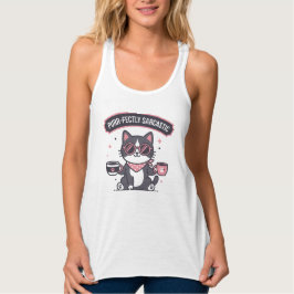 Sarcastic Cool Cat Bandana Coffee Lover Gift タンクトップ
