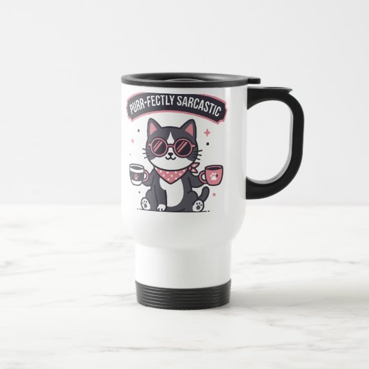 Sarcastic Cool Cat Bandana Coffee Lover Gift トラベルマグ (右)