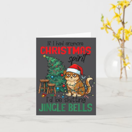 Sarcastic Dog Christmas Srit Ting Jingle Bells Hum カード (黄色い花)