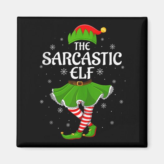 Sarcastic Elf Christmas Family Girls Women Elf Squ マグネット (正面)