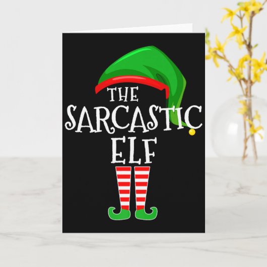 Sarcastic Elf Family Matching Group Christmas Prem カード (黄色い花)