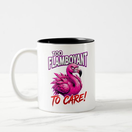 Sarcastic Flamingo Too Flamboyant To Care ツートーンマグカップ (左)