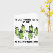 Sarcastic Frog Meme Funny Amphibian Cult Men And W カード (黄色い花)