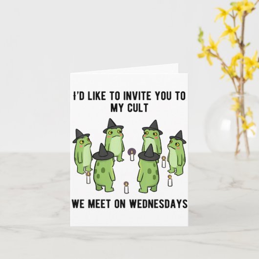 Sarcastic Frog Meme Funny Amphibian Cult Men And W カード (黄色い花)