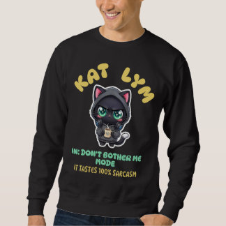 Sarcastic Gamer Cat in Hoodie holding Coffee スウェットシャツ