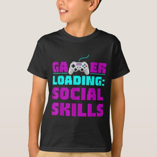 Sarcastic Gamer Loading Social Skills Funny Video  Tシャツ (正面)