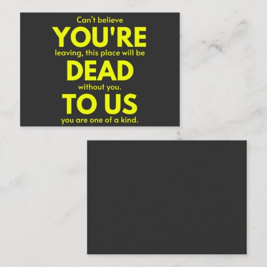Sarcastic Goodbye , You are Dead to Us, Coworker 名刺 (正面/裏面)