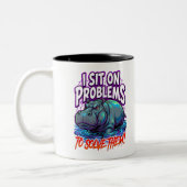 Sarcastic Hippo I Sit On Problems Funny Meme ツートーンマグカップ (左)