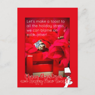 Sarcastic Holiday stress and WINE Christmas quote ポストカード