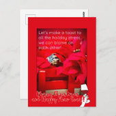 Sarcastic Holiday stress and WINE Christmas quote ポストカード (正面/裏面)