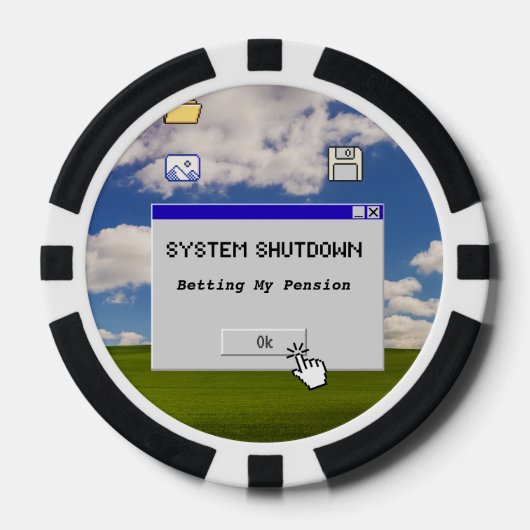 Sarcastic IT Retirement System Shutdown Betting ポーカーチップ (正面)