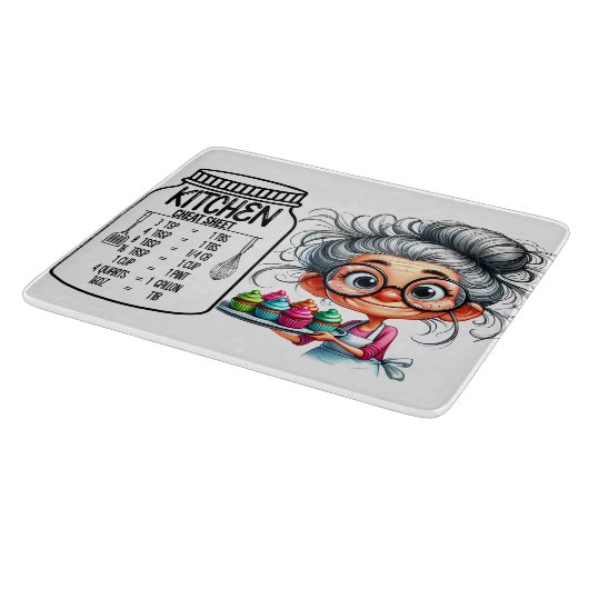Sarcastic Kitchen Cheat Sheet Chart カッティングボード (角)
