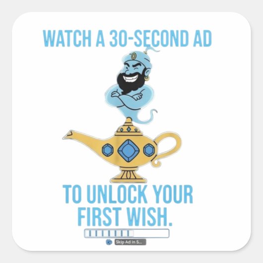 Sarcastic magic genie wish スクエアシール (正面)