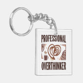 Sarcastic Overthinker with Coffee and Chaos キーホルダー (正面左)